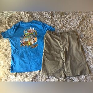 UNDER ARMOUR Boys size M 14 FISHING T SHIRT SHORTS OUTFIT